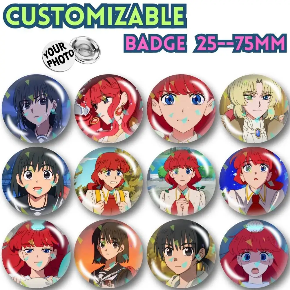 S-Sayonara L-Lara Anime  Customizable Round Brooch Pins, Personalized Badges With Broken Glass Design Fashion Accessory