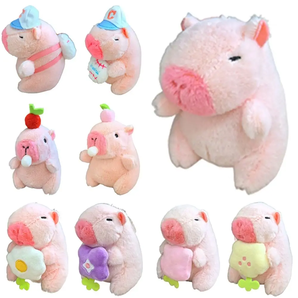 Multicolor Plush Capybara Keychain Cute Toy Simulation Capybara Pendant Cartoon Capybara Stuffed Animals Fluffty Animal Doll