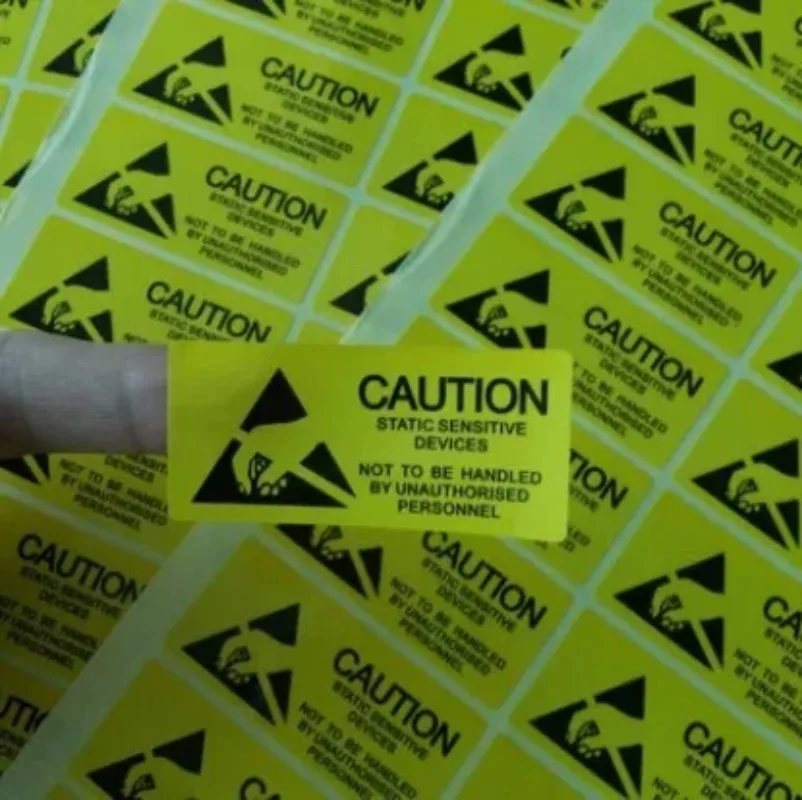 2.5*5.5cm CAUTION Sticker Adhesive Label for ESD Anti-Static Sensitive Device Electronic Shielding Anti Static Party Package