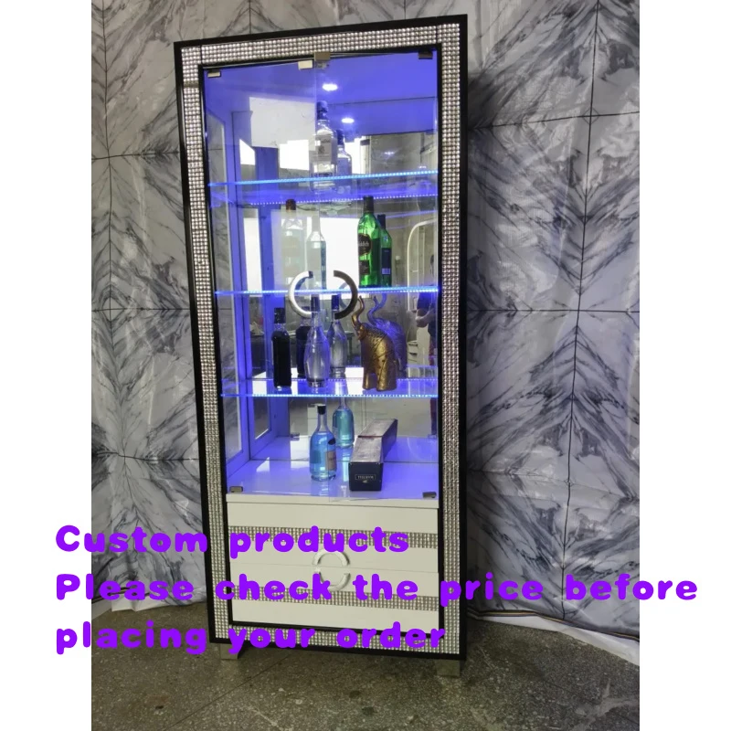 custom.Living Room Home Wine Cabinet Modern Italian Style Light Luxury Glass with Glass