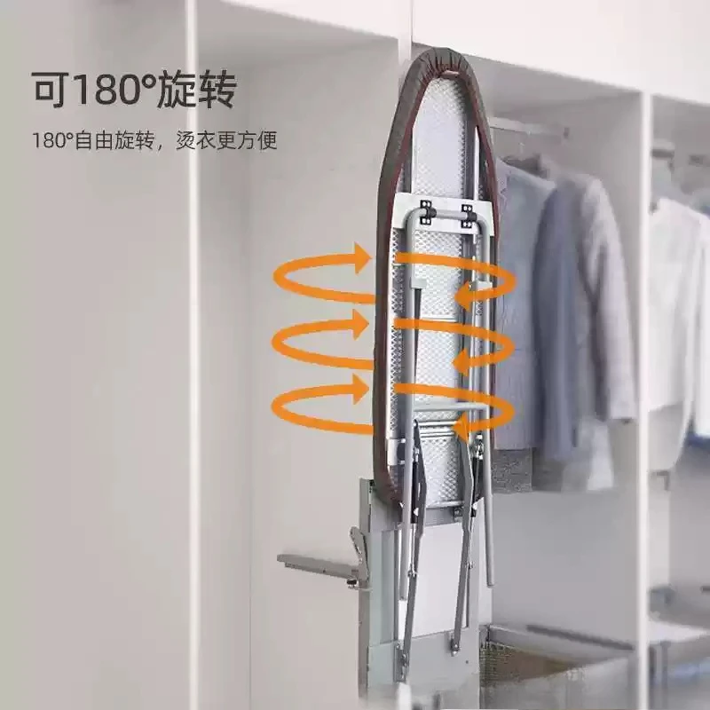 1pcs Wall Mounted Drop Down Ironing Board Wardrobe Cabinet Built-In Push Pull Out Sliding Tabletop Ironing Board