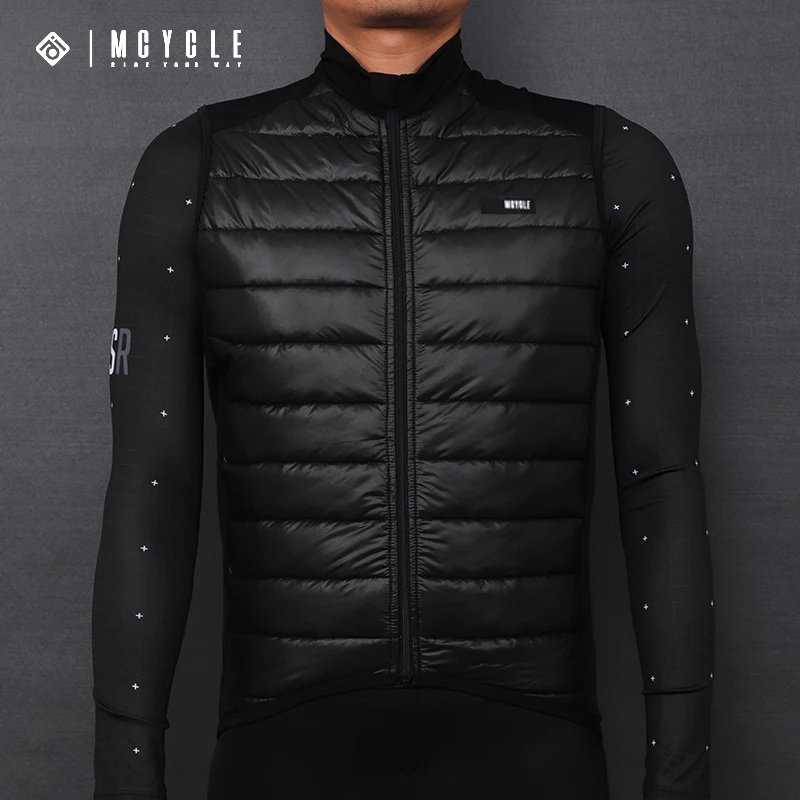 Mcycle Wholesale Men's Fleece Warm Winterize Self Heating Vest Bicycle Lightweight Padded Vest Wind break Cycling Down Vest