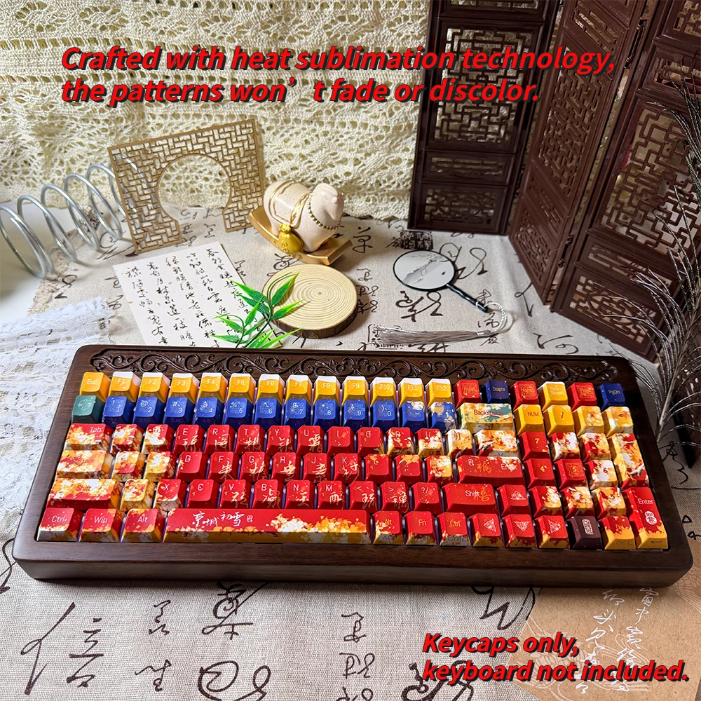 New PBT Keycaps 120-Key，Side-Print Backlit Keycaps, Cherry Profile, Double-Shot PBT, 5-Side Dye-Sublimation, Wear-Resistant