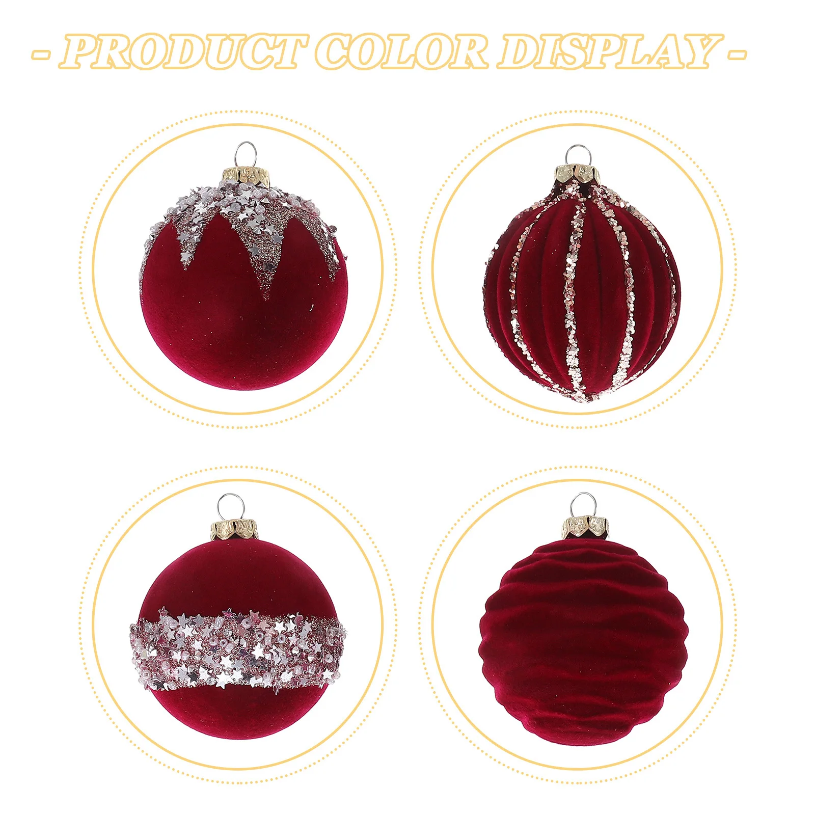 

16Pcs Red Flocked Xmas Ornaments Shatterproof Hanging Balls for Festive Christmas Tree Decoration Christmas Ball Ornament