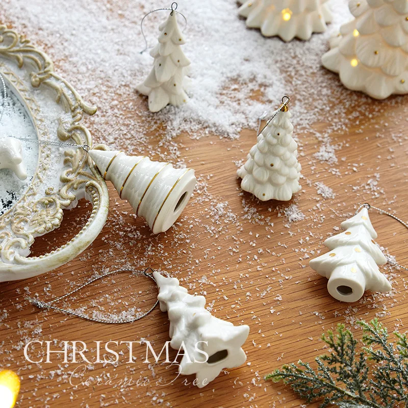 

White Ceramic Mini Christmas Tree Christmas Desktop Ornament, Christmas Decorations For Home New Year, Sale 2025