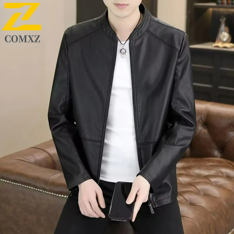 

COMXZ 2025 мотоциклетная спортивная куртка для подростков, зимняя водонепроницаемая ветрозащитная облегающая куртка из искусственной кожи с воротником-стойкой, верхняя одежда для верховой езды