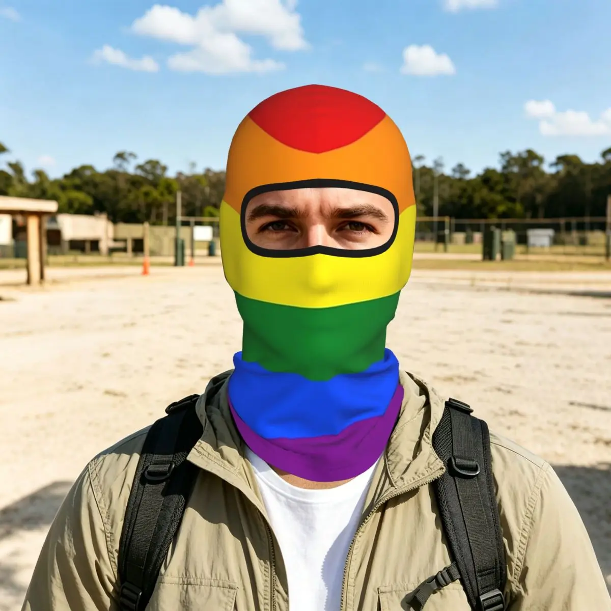 Gay Pride LGBT Flag LGBTQ Rainbow Pride Parade Breathable Balaclava Full Face Mask Sun Protection Neck Gaiter For Motorcycle