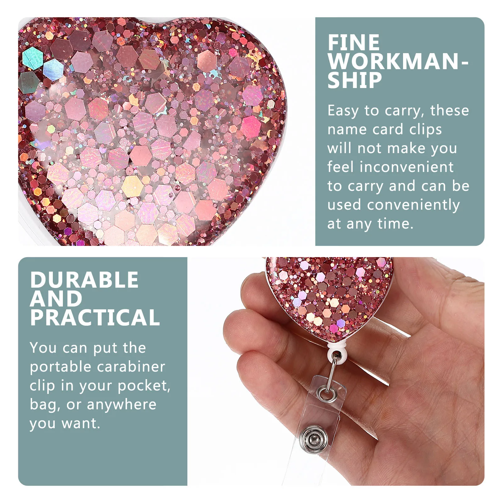 

2Pcs Heart-Shaped Badge Holders Decorative Cards Buckles Practical Id Badge Clips Nurse Name Tag Accessories