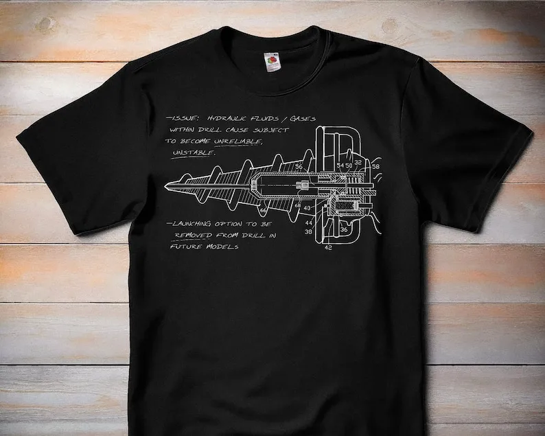 Bouncer Drill Blueprint - Bioshock - Classic Video Game Tshirt, Retro Gamer Tee, Gaming Shirt, Gamer Gift - FPS T-Shirt