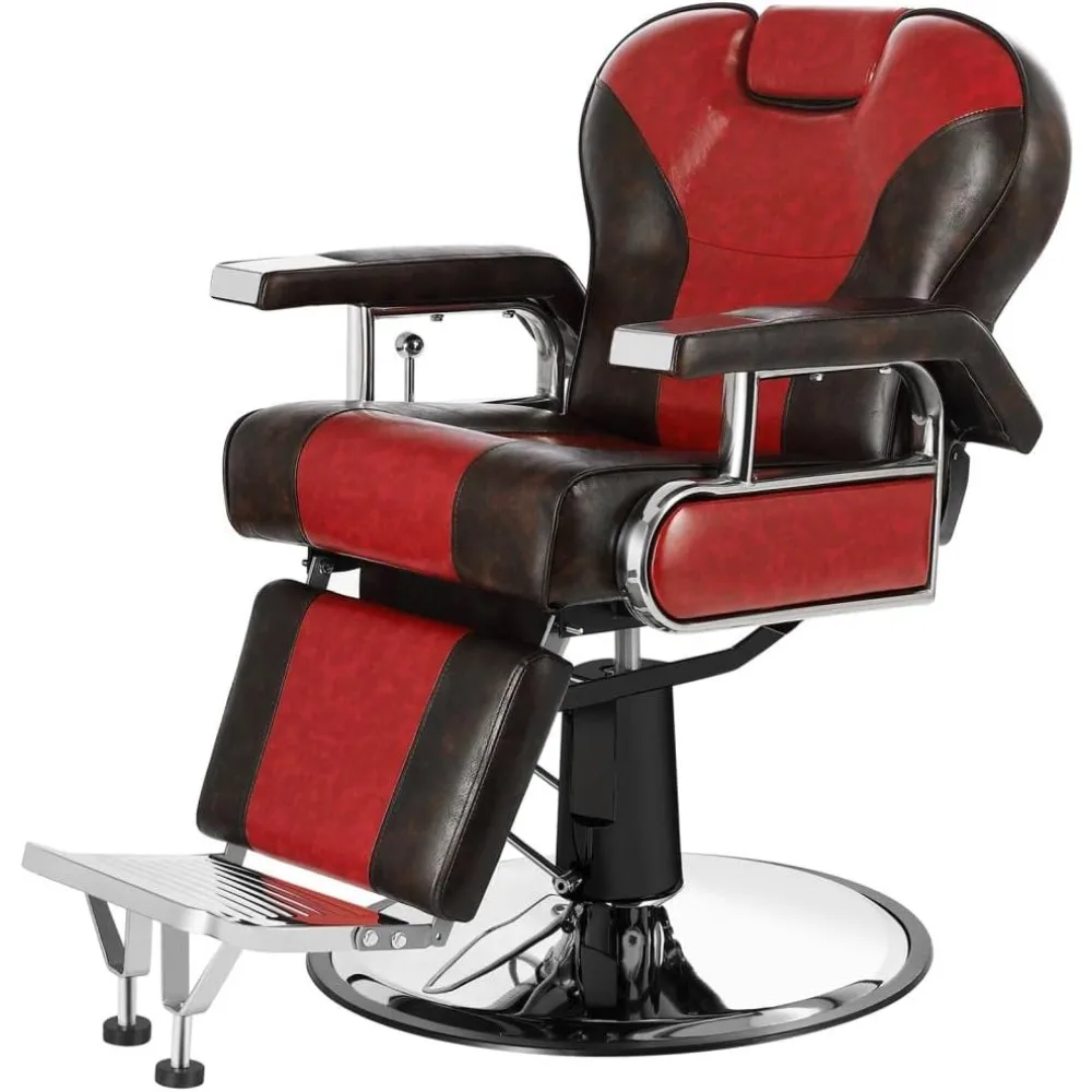 

Heavy Duty Barber Chairs Hydraulic Reclining Barber Chair Salon Chair Styling Chair for Salon Equipment (Red/Brown)