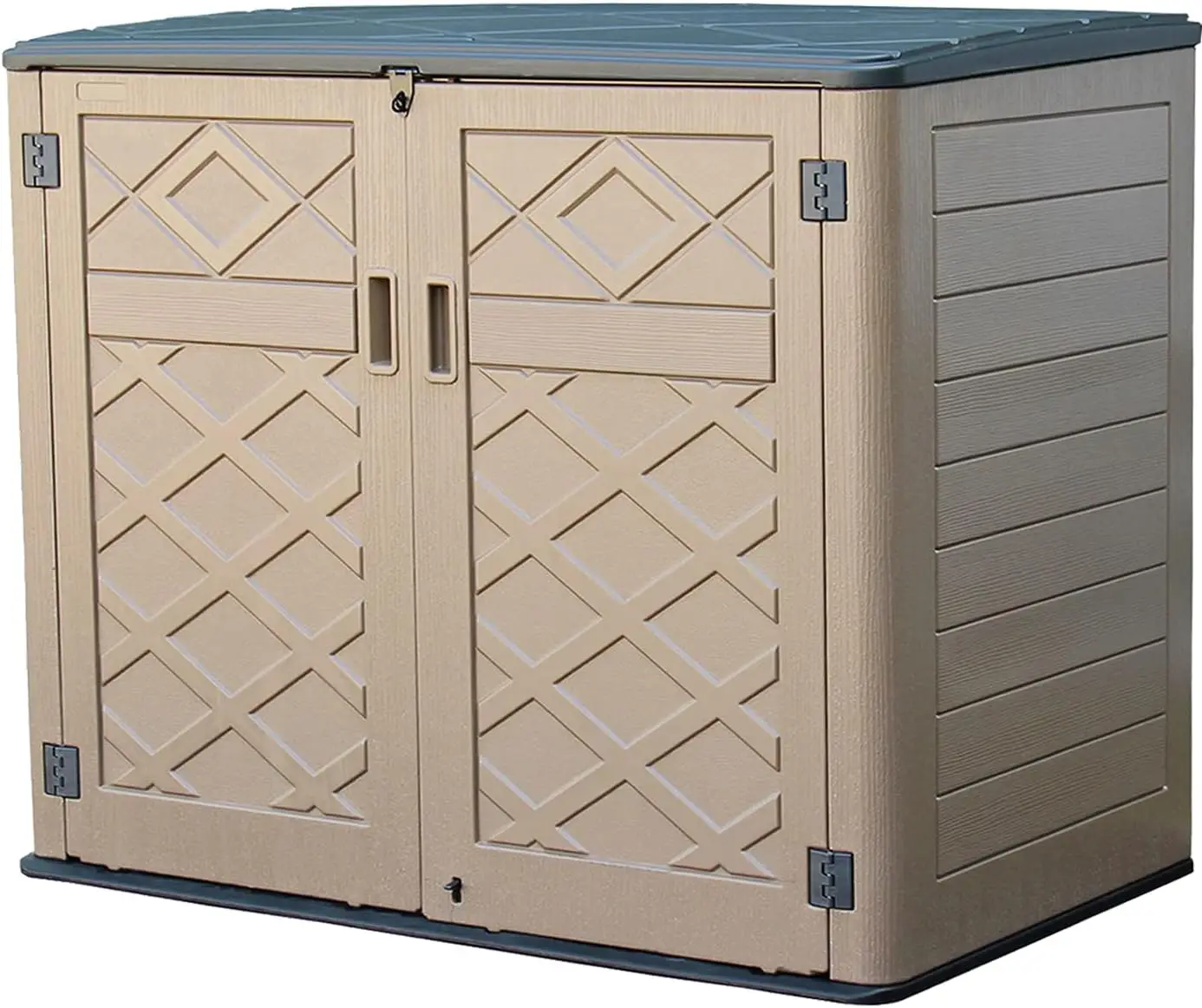 Large Horizontal Storage Sheds 38 Cu.ft Resin Garden Shed Weather Resistance Outdoor Storage Box Lockable