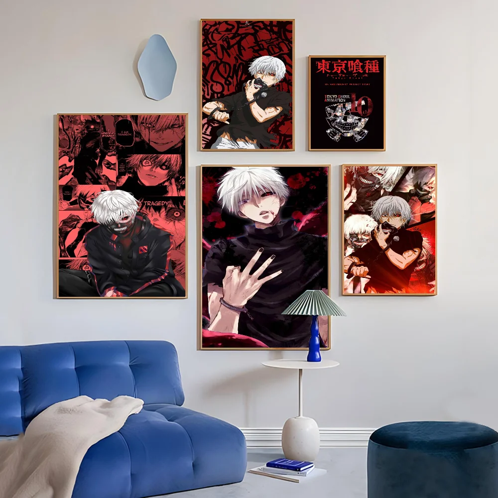 Anime Tokyo Ghoul Self-adhesive Art Poster Whitepaper Prints Posters Artwork Aesthetic Art Wall Painting