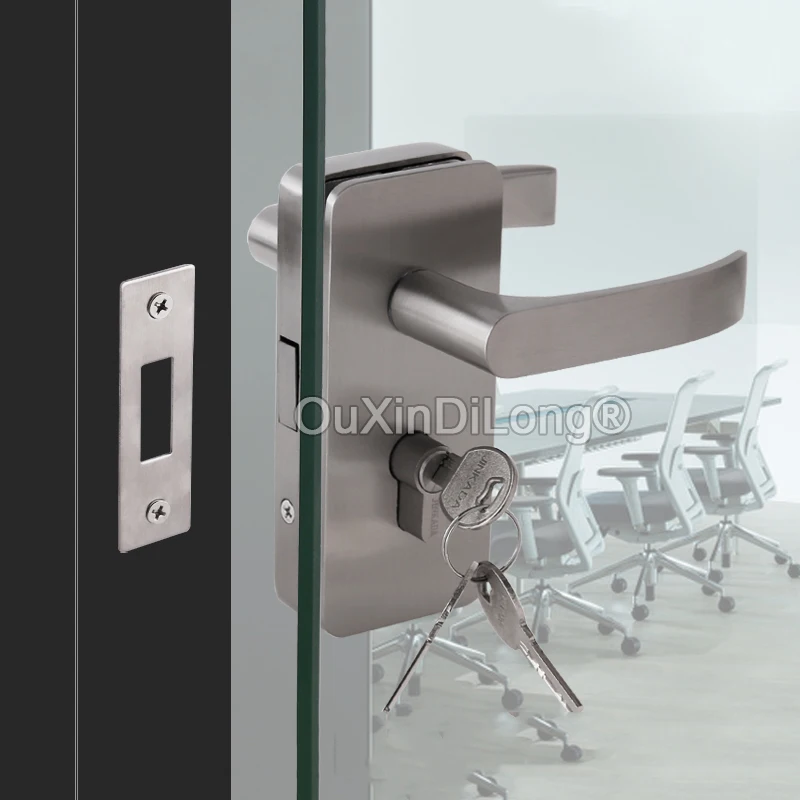 

Фирменная Новинка, 1 шт., безрамные стеклянные дверные замки, замок со стеклянной ручкой, напольный пружинный дверной зажим с ручками и ключами для стекла 10 ~ 12 мм