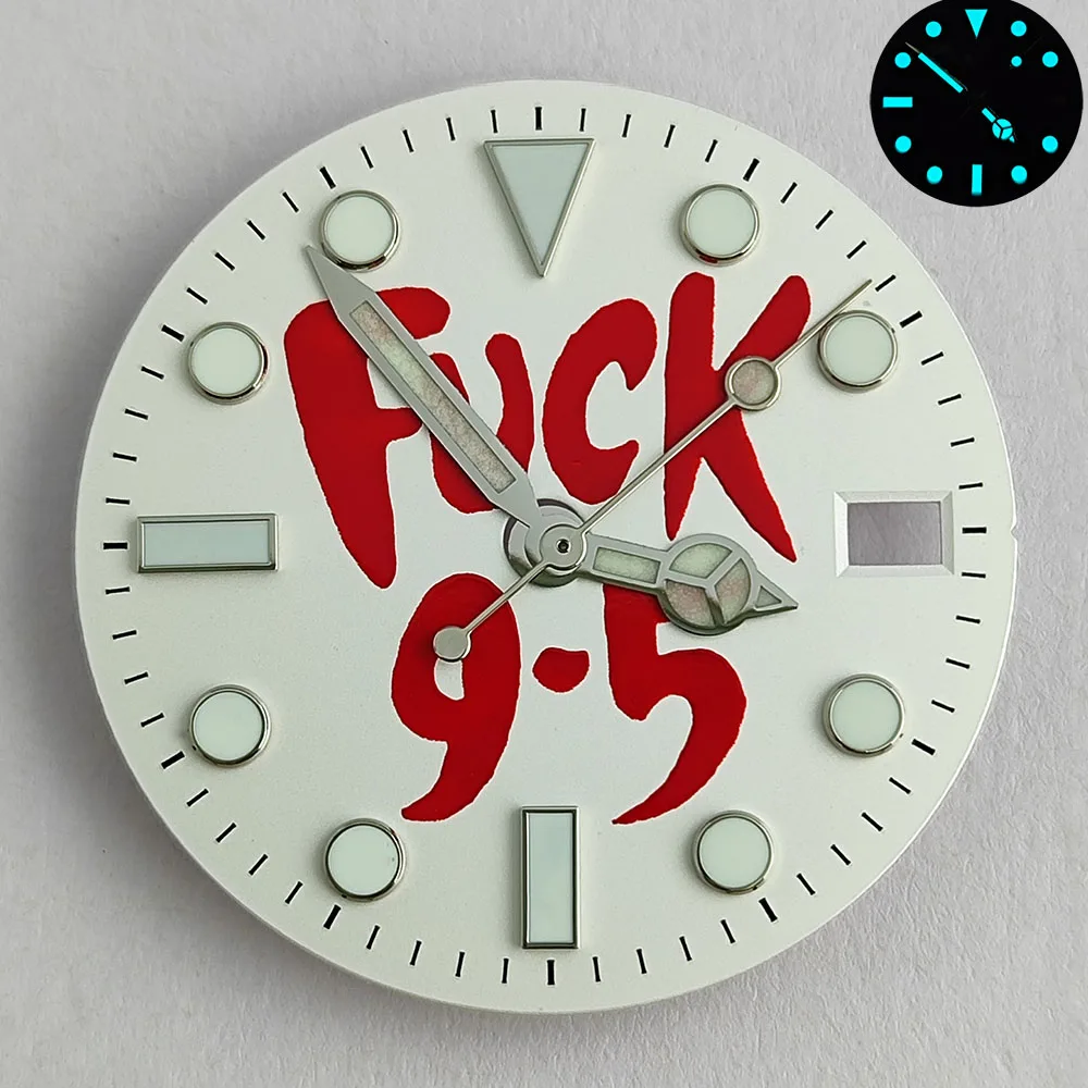 قرص ساعة 28.5 ملم قرص فرعي NH35 قرص NH35/36 مؤشر أخضر مضيء مناسب لحركة NH35 قرص أسود أخضر أزرق أبيض