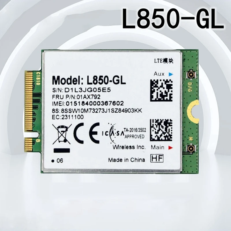 L850 GL WiFi Card 01AX792 NGFF M.2 Module for Lenovo ThinkPad T580 X280 L580 T480S T480 P52S