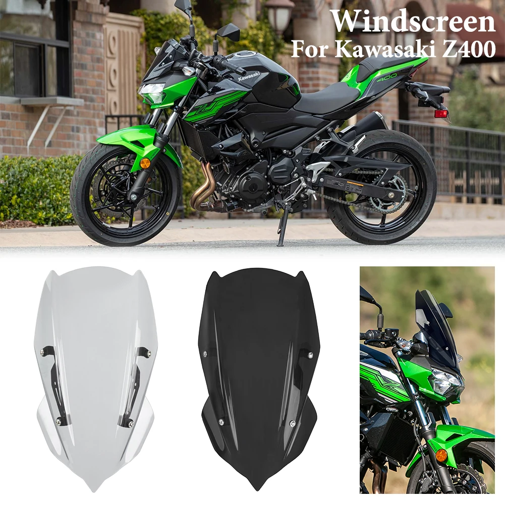 

RUMSBD Motorcycle Windshield Double Bubble Windscreen Deflector For Kawasaki Z250 Z400 2019 2020 2021 2022 2023 2024