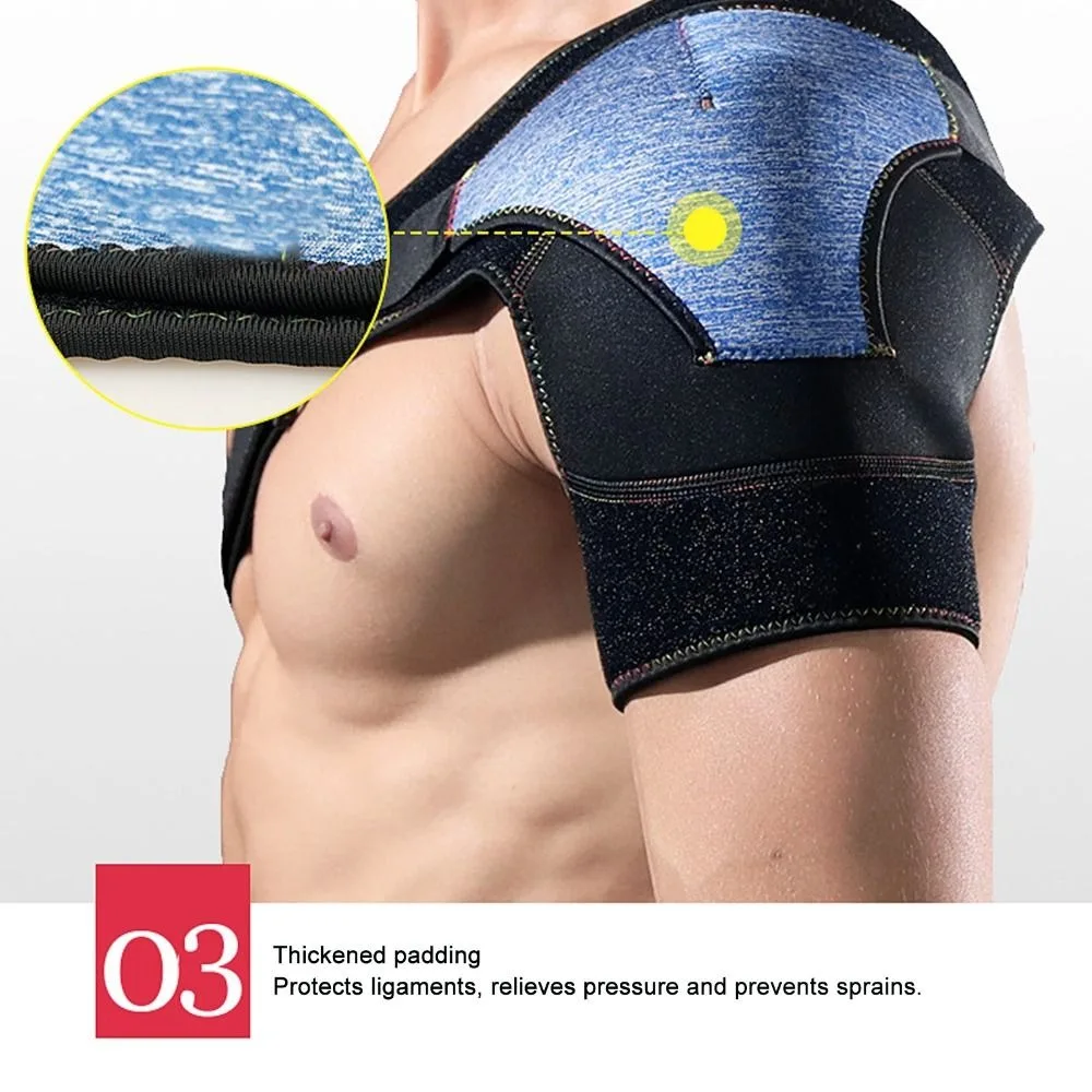Adjustable Shoulder Brace Breathable Sweat Absorbing Shoulder Support Wrap Compression Fit Thickened Shoulder Protector Unisex