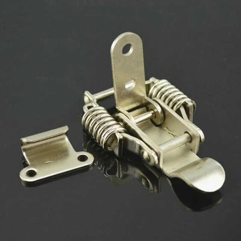 مشبك زنبركي مزدوج من الفولاذ المقاوم للصدأ S/L، صندوق أدوات خشبي، قفل عالي التحمل، مع فتحة قفل، ملحقات الصندوق الكهروميكانيكي