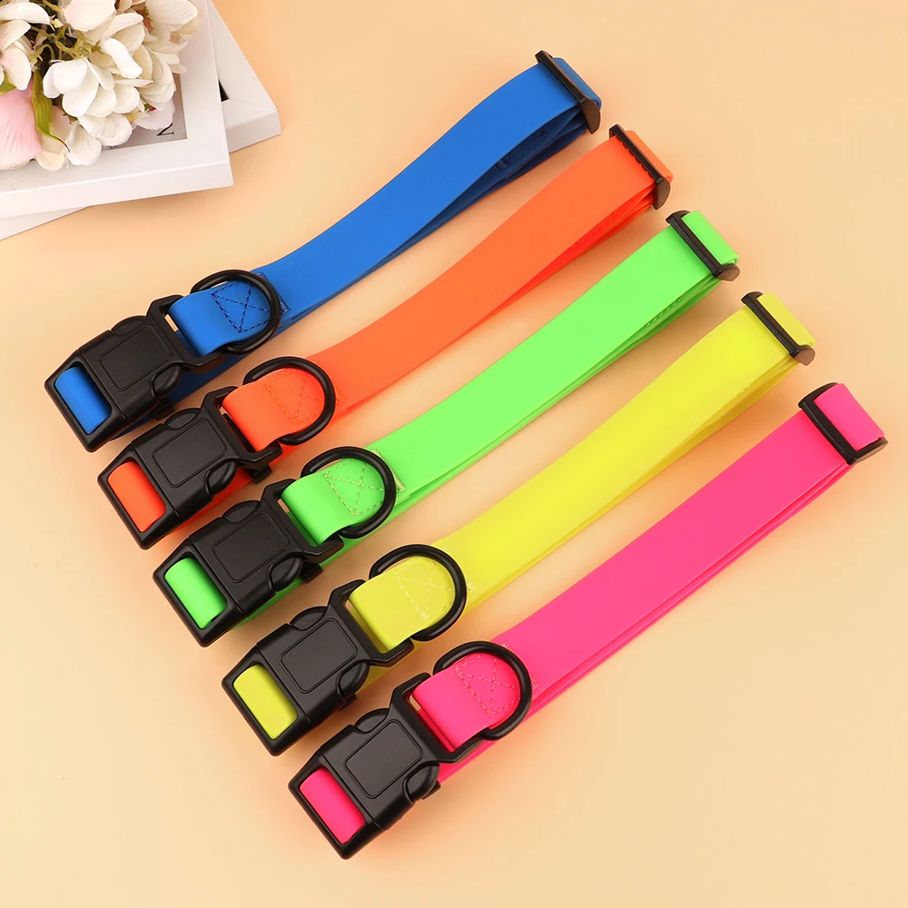 Colorful PVC Dog Collar Waterproof PVC Dogs Swimming Collars Pet Outdoor Travel Collar Adjustable for Small Medium Large Dogs