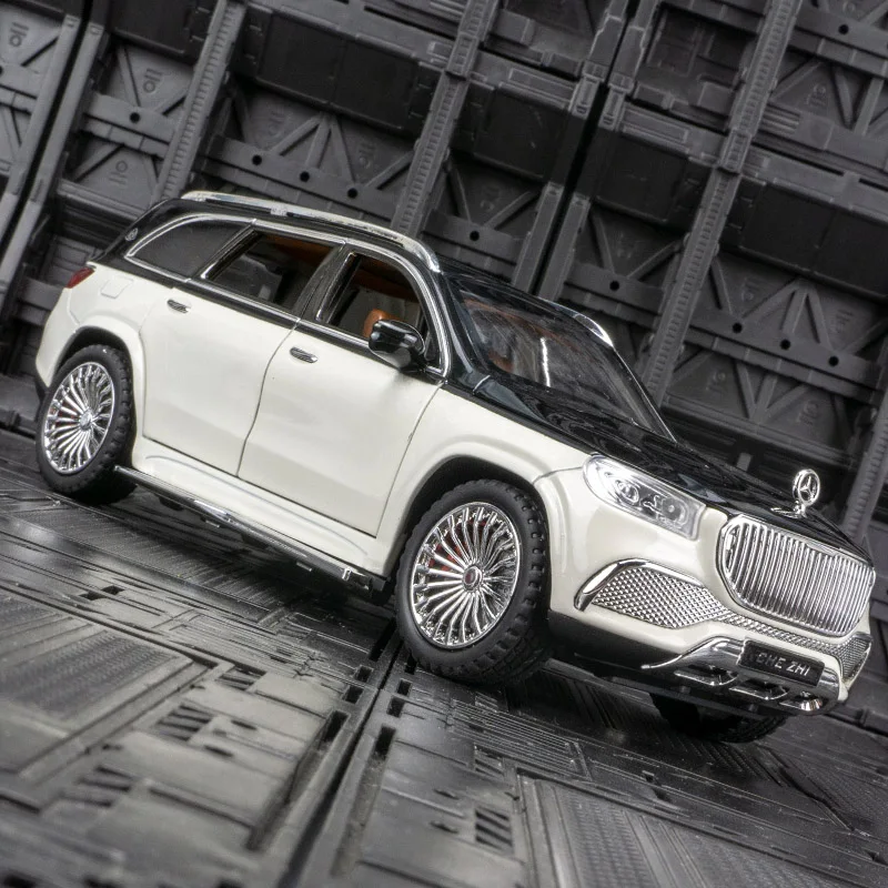 Modèle de véhicule tout-terrain en alliage mercedes-benz GLS600 1:24, jouet acousto-optique, porte et capot, coffre pouvant être ouvert