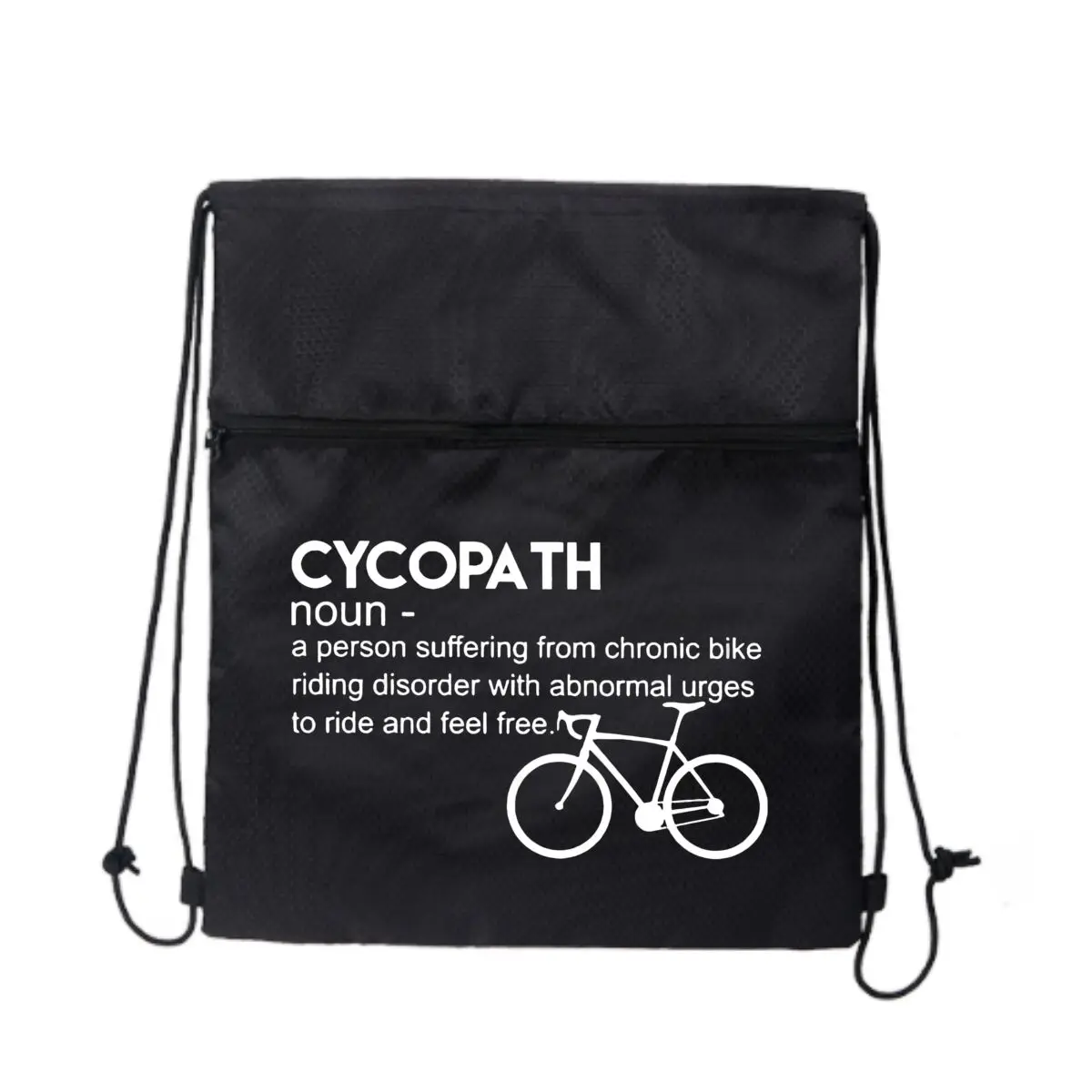 

Cycopath Bike Humor Art Черная регулируемая уличная сумка на молнии на шнурке
