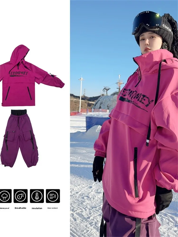 Outdoor Amerikaanse Sle Fce Hoodie Set Heren Waterdicht Winddicht Warm Skipak Casual Sportkleding Ensemble
