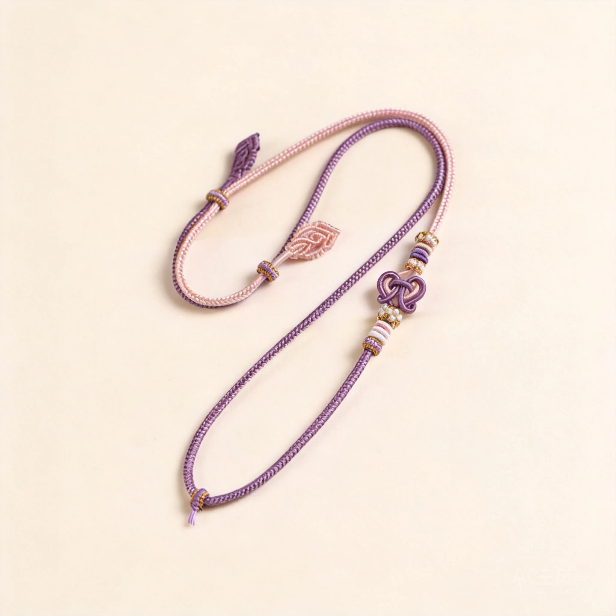 Chinese Style Lucky Auspicious Purple Pink Eight Strand Braided Adjustable Pendant Cord For Jade Gold Amulet Blessing Fortune