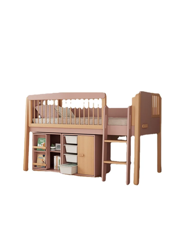 Hxl Children's Bed Half-Height Integrated Bed Cabinets under Bed Storage Multifunctional Children's Room Combined Bed