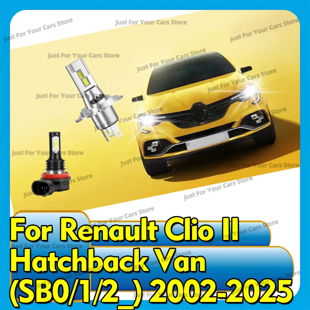 

2/4x LED Headlights 12V 6000K Fog Lamp Bulbs Fits For Renault Clio II Hatchback Van (SB0/1/2_) 2002-2025 Models with 2-Headlamp