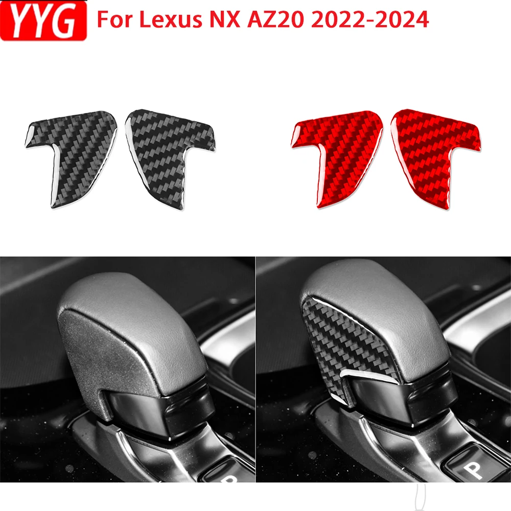 

For Lexus NX AZ20 2022-2024 Accessories Real Soft Carbon Fiber Car Interior Gear Shift Knob Cover Trim Sticker