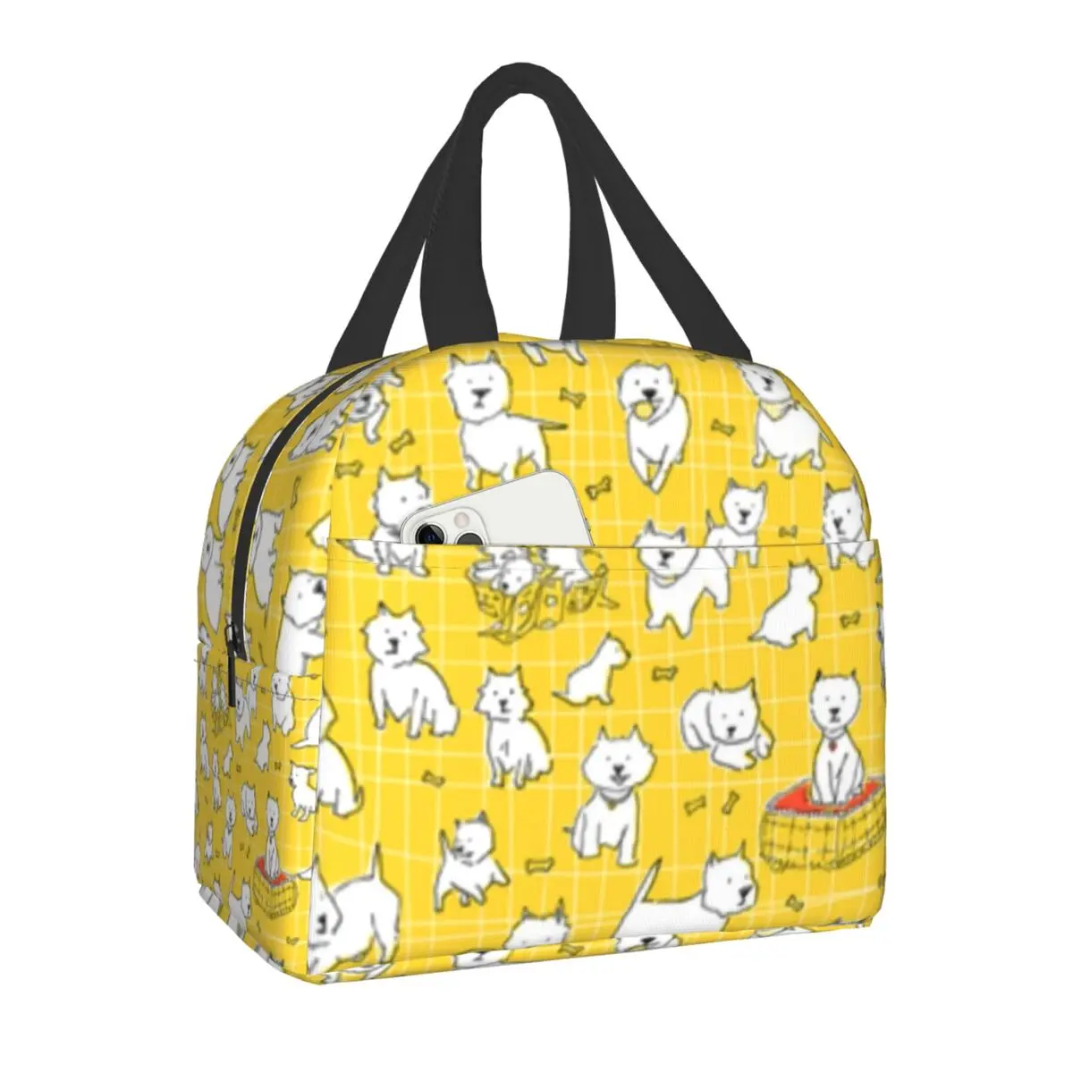 

West Highland Terrier Westie Insulated Lunch Bags for Women Dog Portable Cooler Thermal Food Lunch Box School Picnic Storage Bag