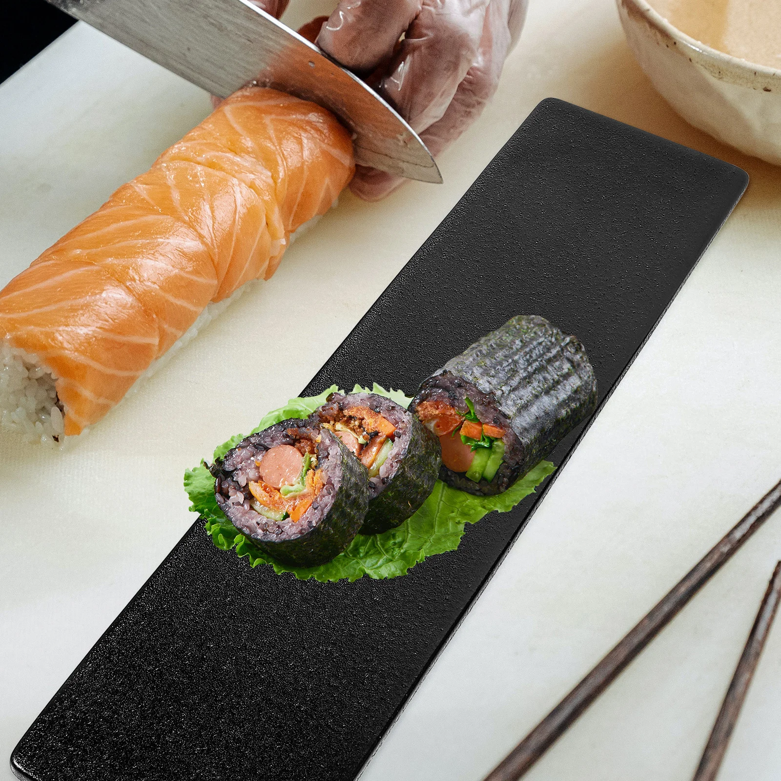 

Ceramic Sushi Plate Rectangular Food Serving Tray Large Sushi Display Plate Japanese Style Food Dish Snack Tray