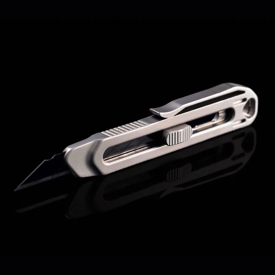 Imagem -02 - Telescópica Titanium Alloy Handle Utility Knife Abridor de Garrafas Cortador de Papel Sharp Survival Pocket Tool Lâmina Substituível Presente 10 Pcs