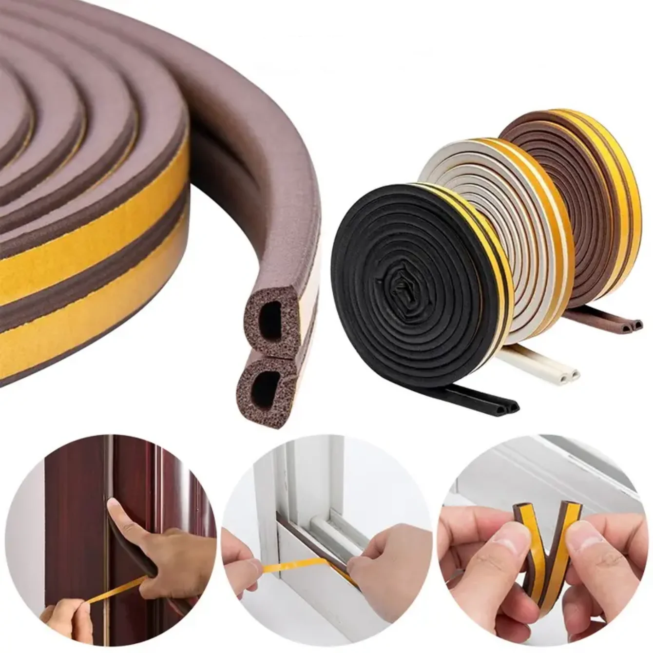 1 Roll, Indoor Weather Stripping, Self Adhesive Foam Window Seal Strip For Doors And Windows Weatherstrip Gap Blocker