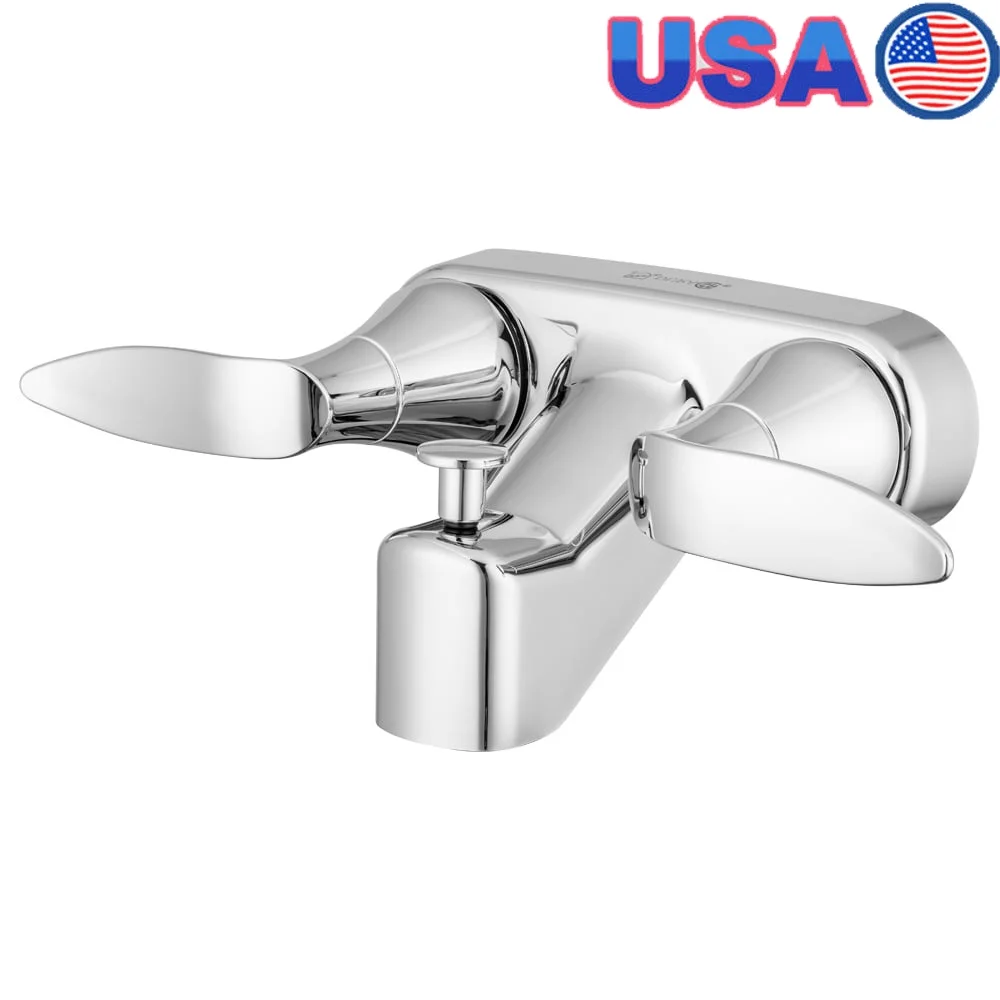 

4-дюймовый настенный смеситель для ванны с отключателем, хромированный пластик, двойной рычаг, простая установка, использование душа на колесах