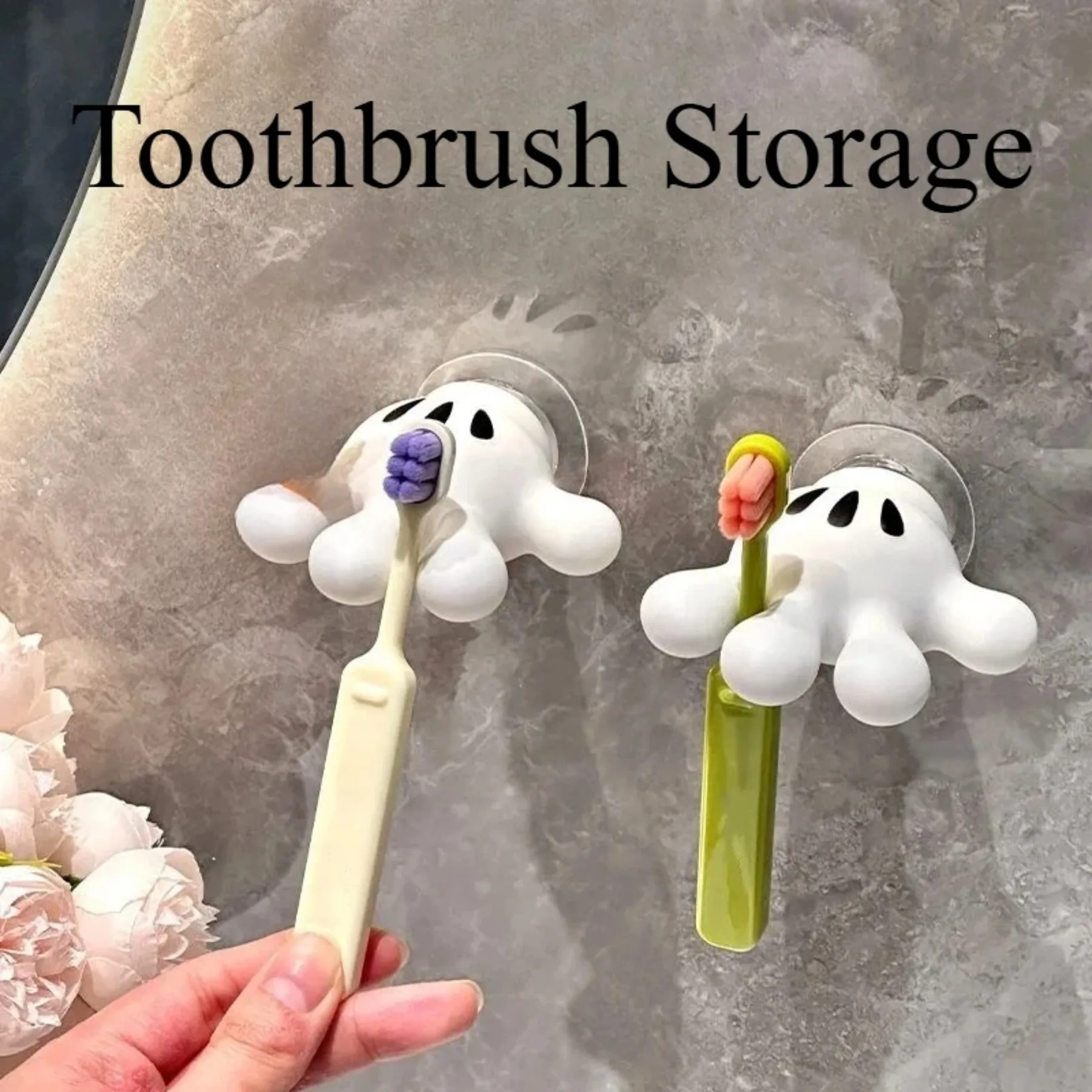 

Toothbrush holder and multi-functional traceless suction hook for bathroom towel hanging and data cable home decoration