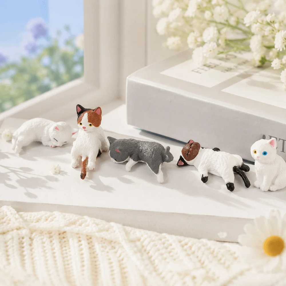 4/5pcs Cat Doll Cute Kitten Decoration Small Figurine Funny Style Cat Ornament Mini Landscape Cat Edge Decoration Desk Shelf