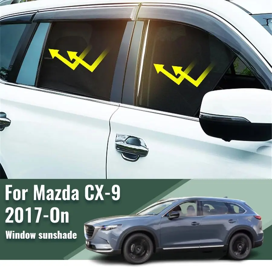 

For Mazda CX-9 CX9 2017-2023 2024 Car Sunshade Front Windshield Magnetic Mesh Curtain Rear Side Window Sun Visor Shade