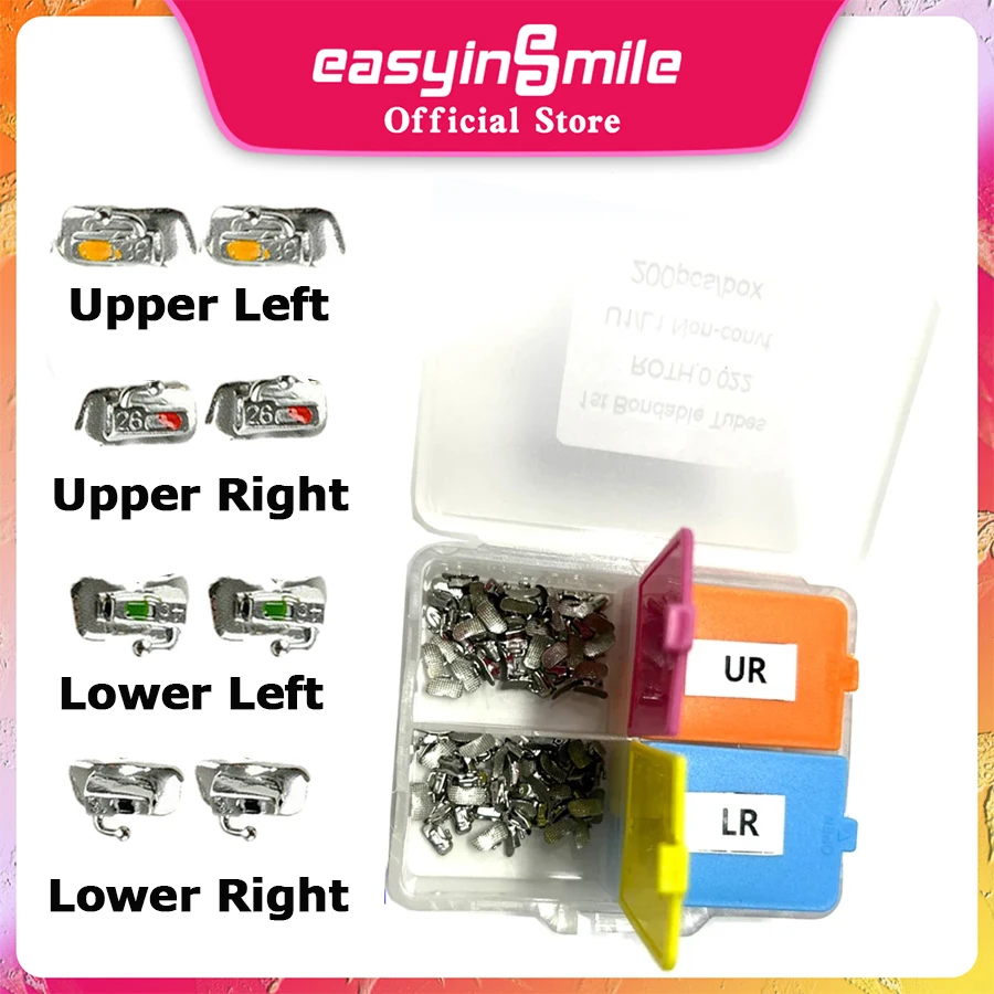 Dental Orthodontic Buccal Tubes 40/200PCs 1ST 2ND Molar Mesh Base Non Convertible Brackets MBT Roth 022 345Hook