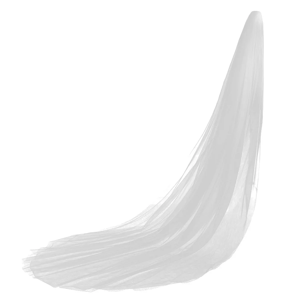 حجاب زفاف أنيق وبسيط 1 طبقة بطول 3 أمتار طول الأرض إكسسوارات زفاف شبكية ناعمة حجاب أبيض للعروس #1