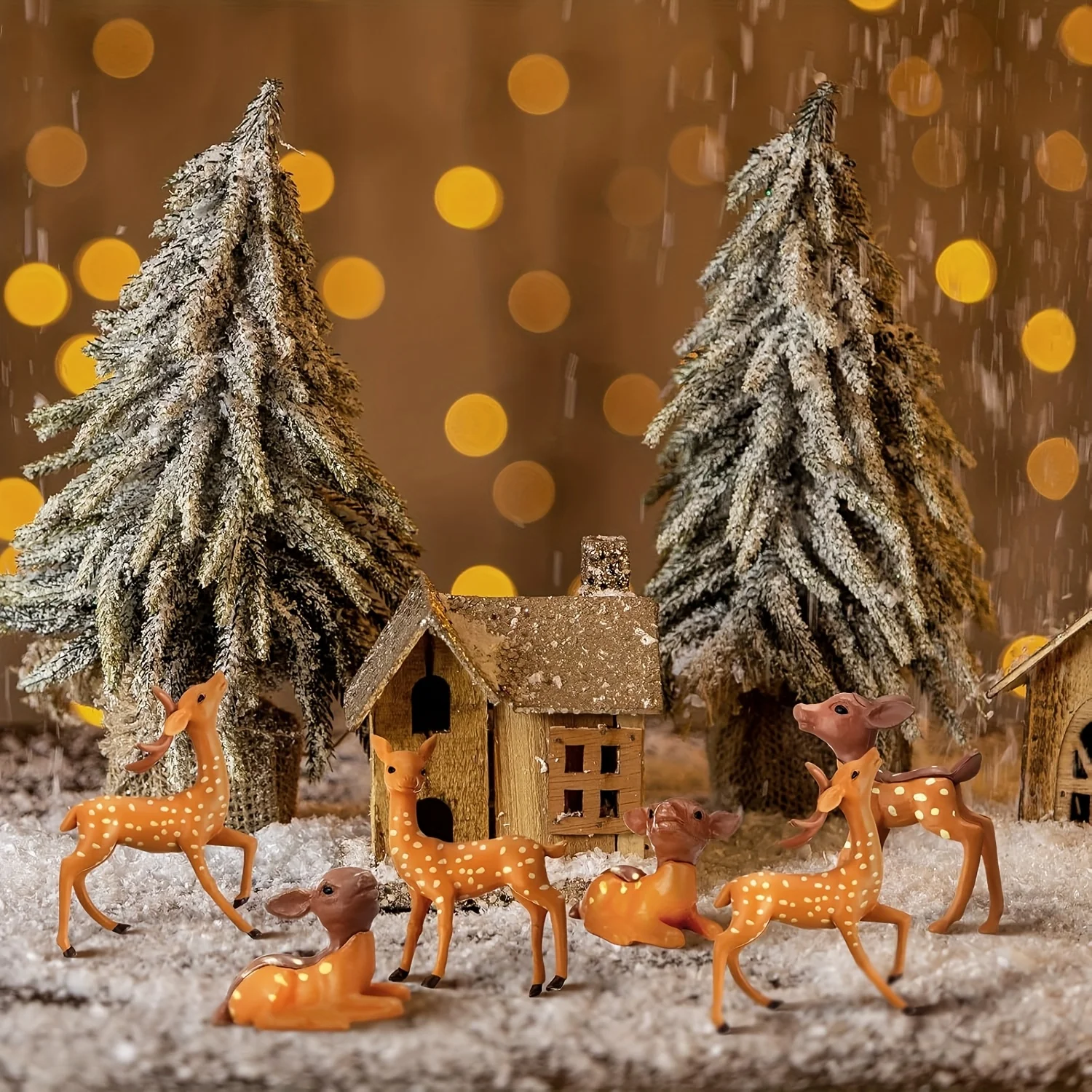 Mini Deer Statues Forest Animal Figurines for Mini Garden Micro Landscape Home Office Desk Decor