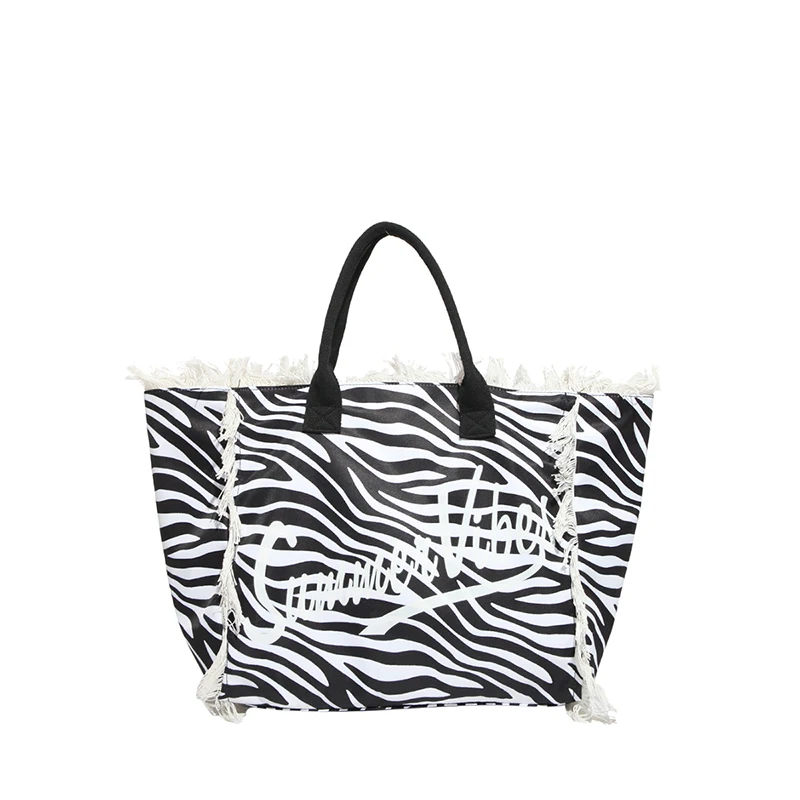 

Модная холщовая сумка-тоут с леопардовым принтом и зеброй, большая вместительная сумка на плечо для ежедневного использования/покупки