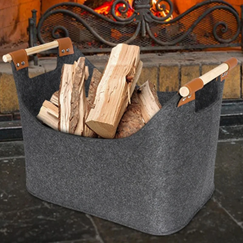 

Foldable Wood Basket Large Capacity 57 L Fireside Wood Carrier Holder Bag For Firewood Wood Newspapers Clothes