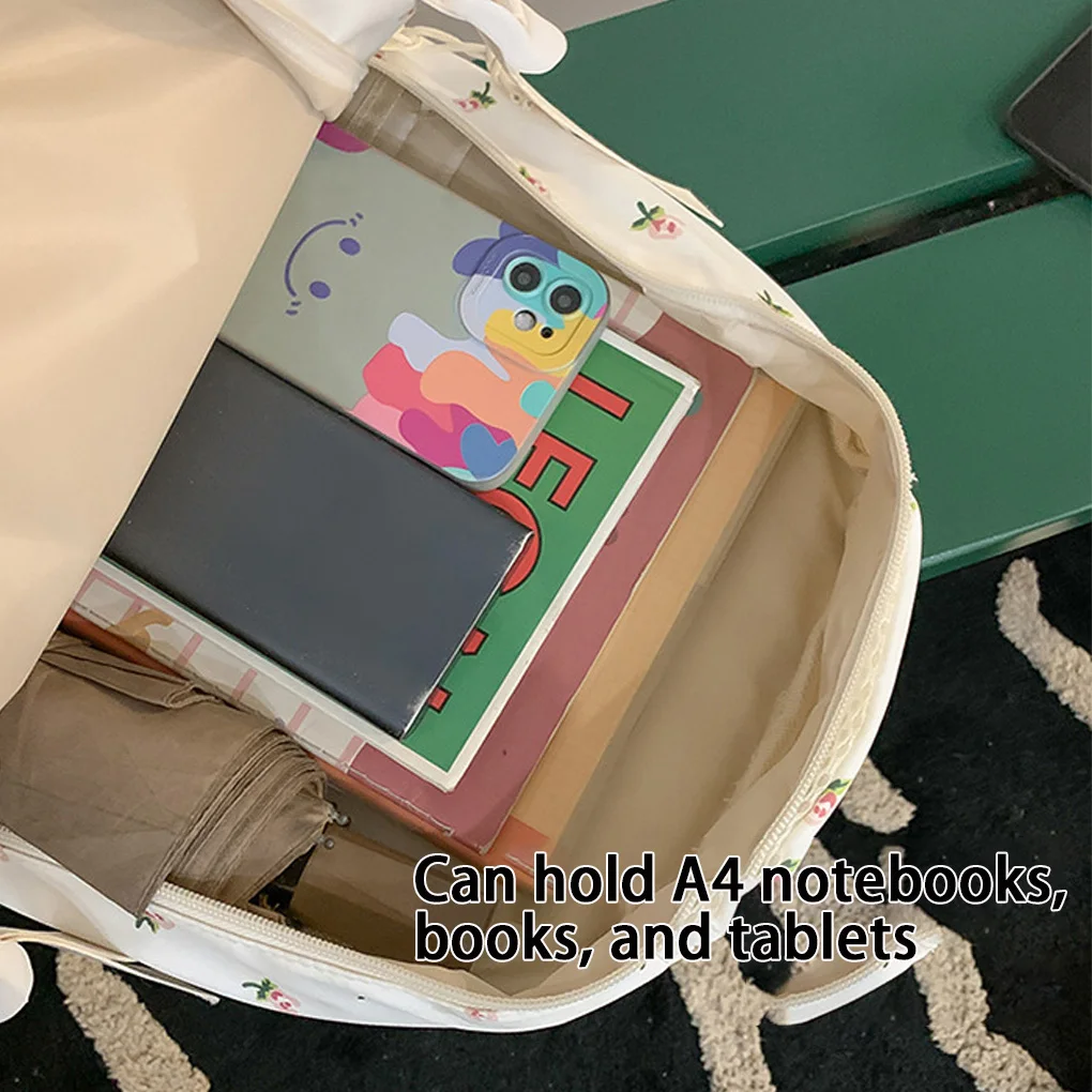 2025 Nylon Backpack New Simple And Fresh Large Capacity Backpack For Junior High School Students Small Floral Backpack