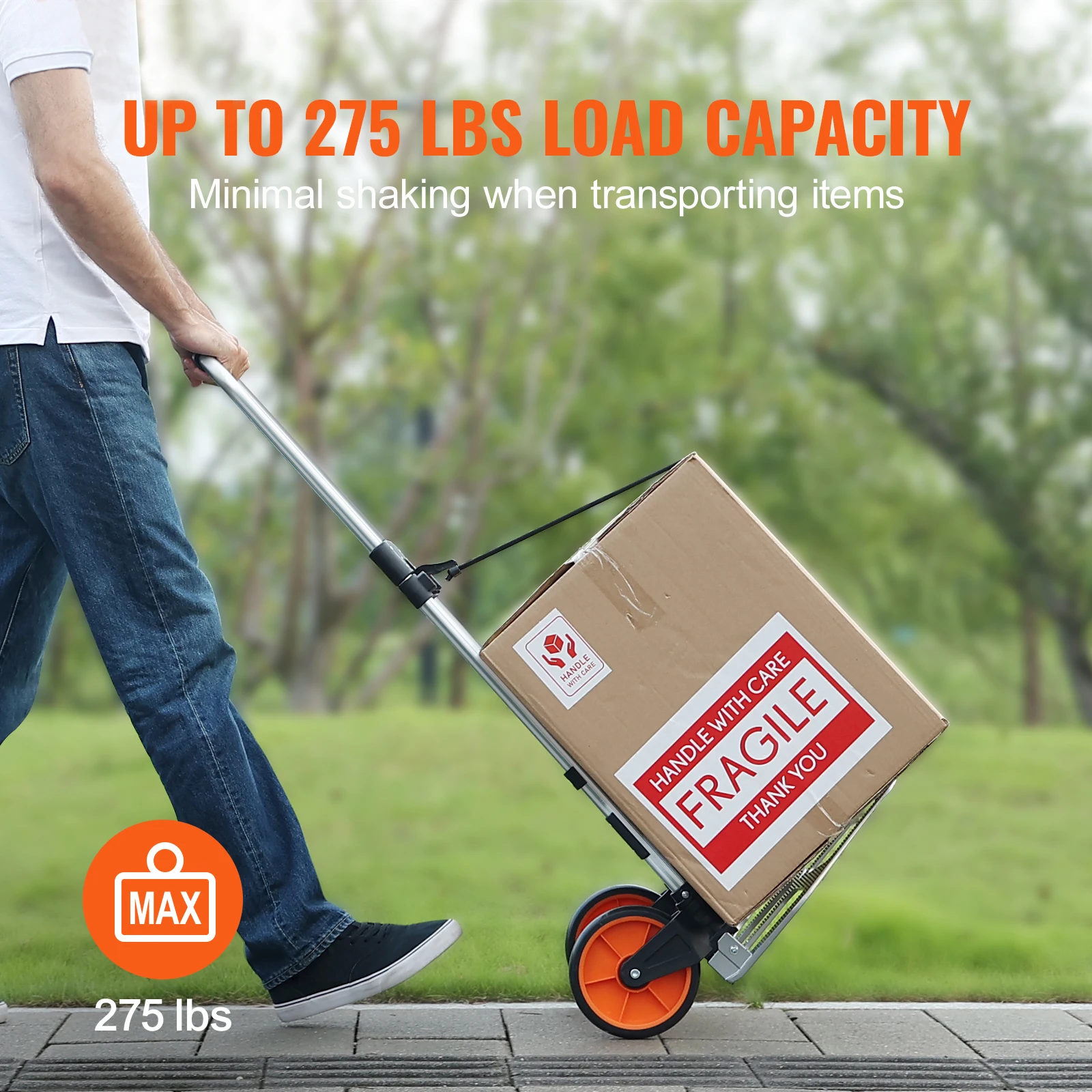 SucceBuy 176/275/309 رطل شاحنة يدوية قابلة للطي عربة محمولة دوللي مع مقبض تصغير وحبل ربط لنقل المستودعات