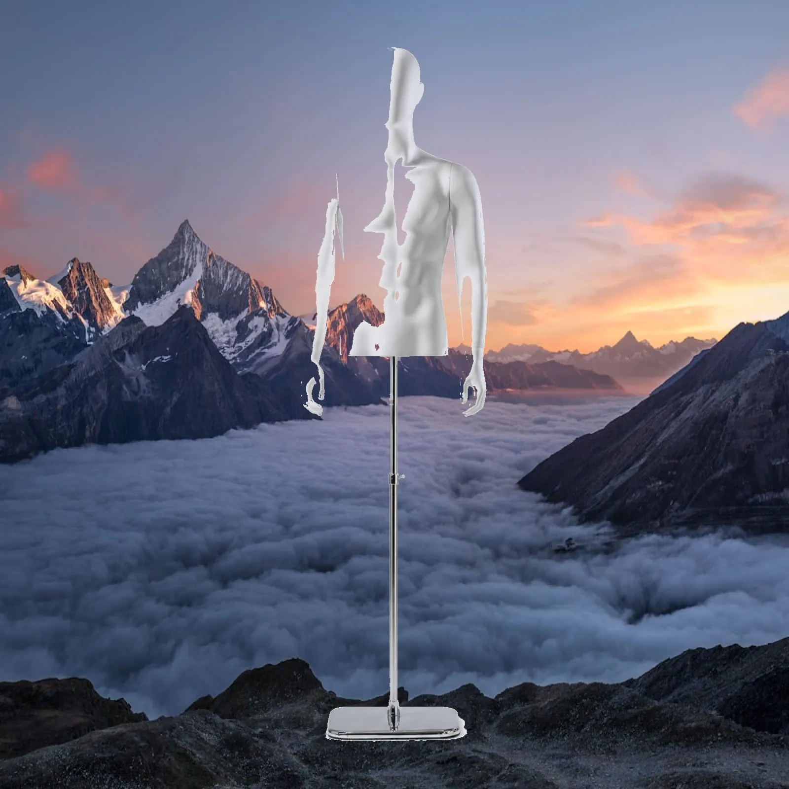 Full Body Mannequin for Clothing Display with Sturdy Vertical Support and Flat Rectangular Base Ideal for Retail Storefronts and