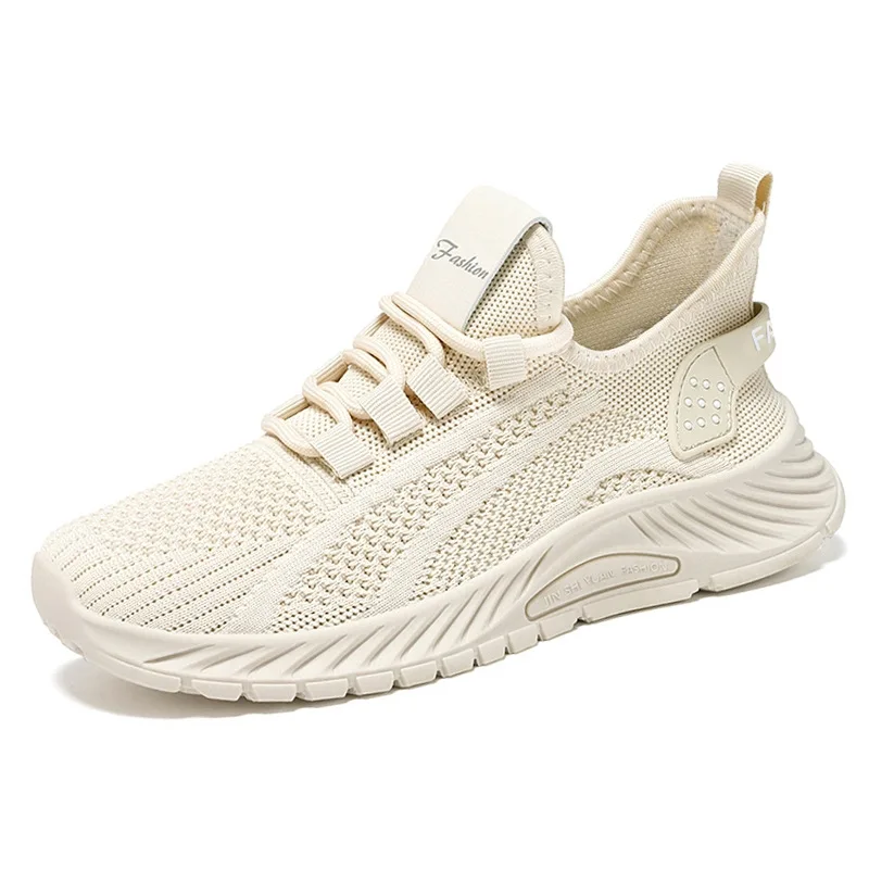 Nieuwe lichtgewicht loopschoenen effen kleur sport casual enkele schoenen ademend comfortabel het hele seizoen dames antislip sneaker