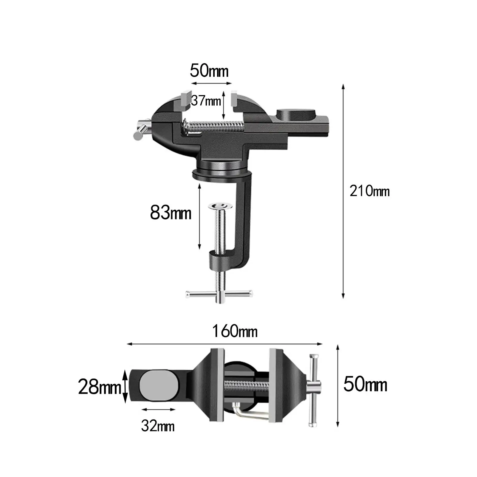 Table Vise Bench Vise 360 Degree Rotating Hand Tools Mini Universal Clamp on Vise Tabletop Clamp for Model Craft