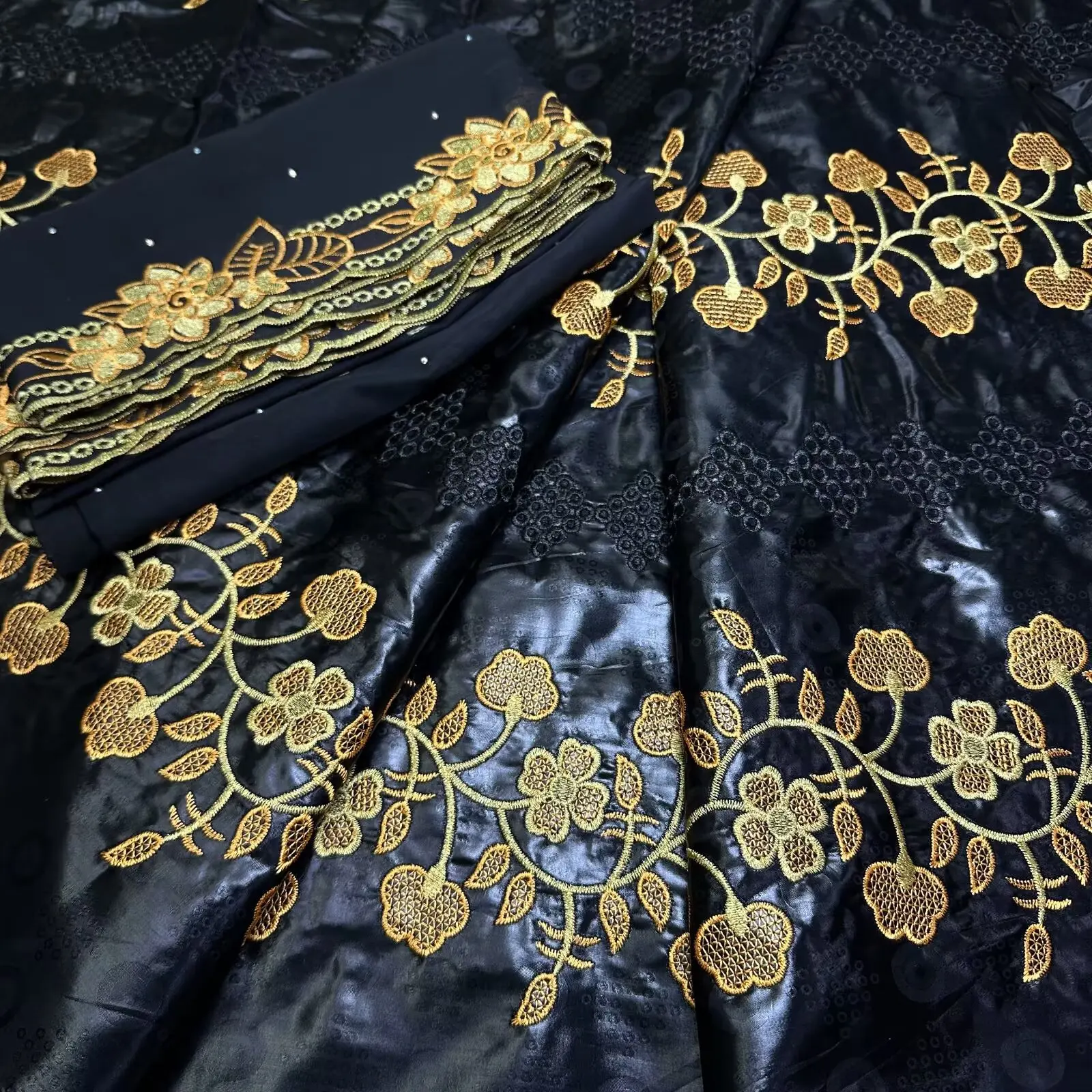 7yards Embroidery African Bazin Riche Fabric 2025 High Quality Nigerian Bazin Brode Net Lace Fabric For Wedding Dress Dubai