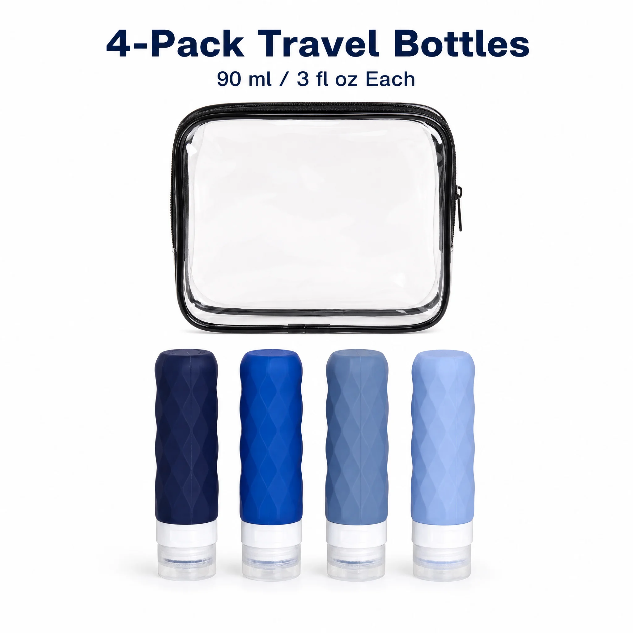 4 Refillable Silicone BottlesTravel Light,Pack Smart